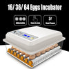 16/36/64 Egg Incubator Fully Automatic Digital Led Turning Chicken Eggs Poultry