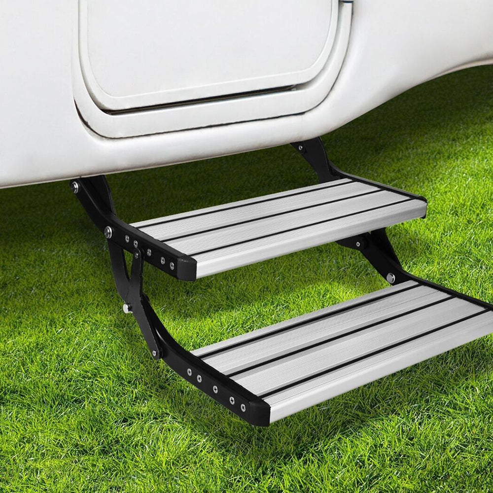 Folding Double Caravan Step Aluminium Pull Out Steps For Road RV Campe ...