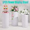 3PCS Flower Display Stand Wedding Round Plinth Cylinder Pedestal + Balloon Set