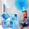 4Pcs/Set Balloon BABY Box Cube Clear Boxes Birthday Baby Shower Party Gift