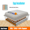 16/36/64 Egg Incubator Fully Automatic Digital Led Turning Chicken Eggs Poultry