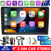 9'' 2 Din Car Stereo Radio Bluetooth GPS Android Apple CarPlay FM WIFI w/ Camera