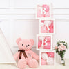 4Pcs/Set Balloon BABY Box Cube Clear Boxes Birthday Baby Shower Party Gift