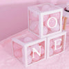 4Pcs/Set Balloon BABY Box Cube Clear Boxes Birthday Baby Shower Party Gift