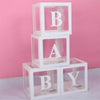 4Pcs/Set Balloon BABY Box Cube Clear Boxes Birthday Baby Shower Party Gift