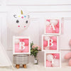 4Pcs/Set Balloon BABY Box Cube Clear Boxes Birthday Baby Shower Party Gift