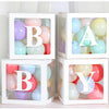 4Pcs/Set Balloon BABY Box Cube Clear Boxes Birthday Baby Shower Party Gift