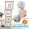 4Pcs/Set Balloon BABY Box Cube Clear Boxes Birthday Baby Shower Party Gift