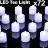 72X LED WHITE TEA LIGHT TEALIGHT CANDLES FLAMELESS WEDDING BATTERY INCLUDED